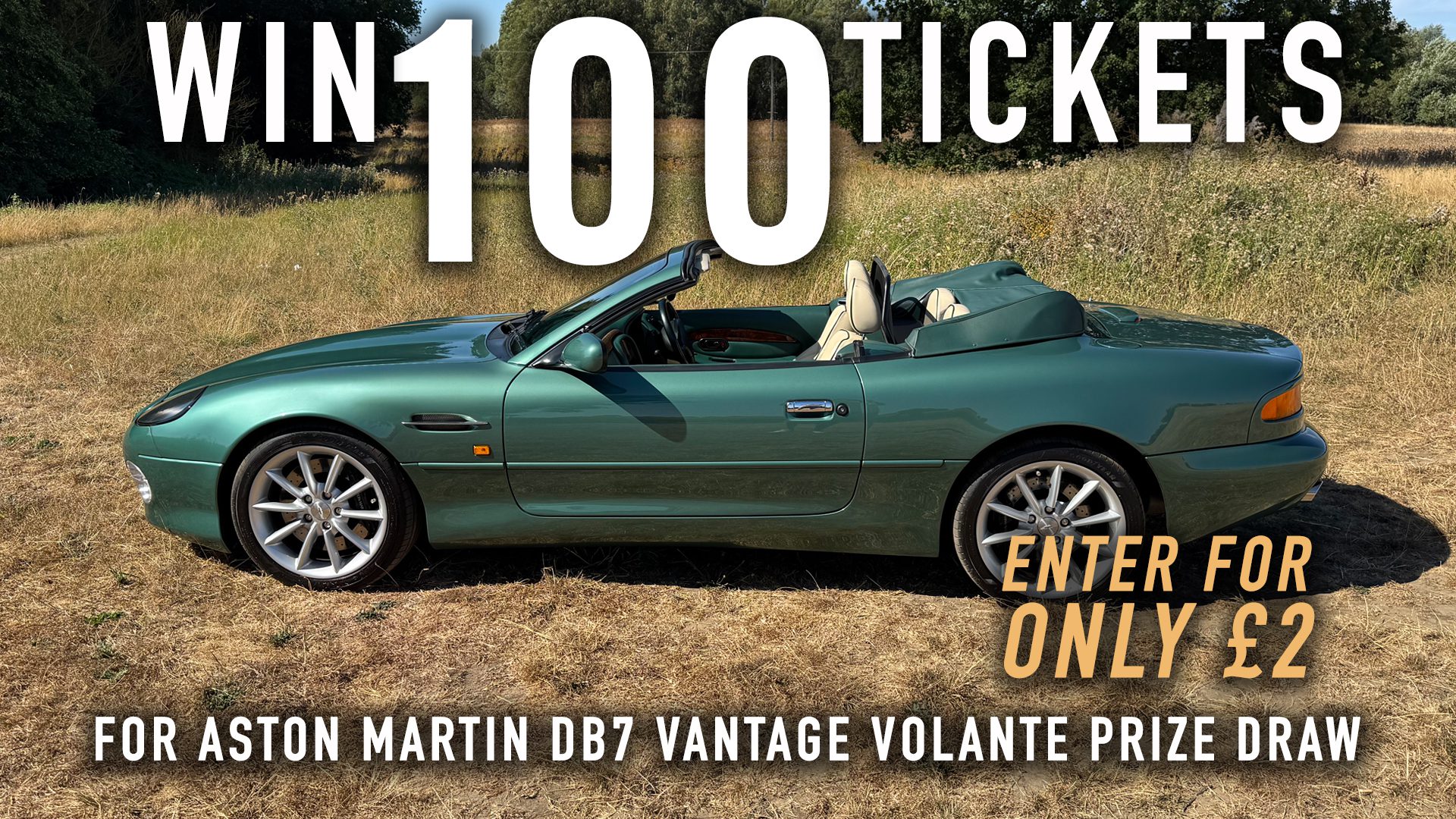 Win 100 tickets for 2001 Aston Martin DB7 Vantage Volante V12 - 2nd Chance