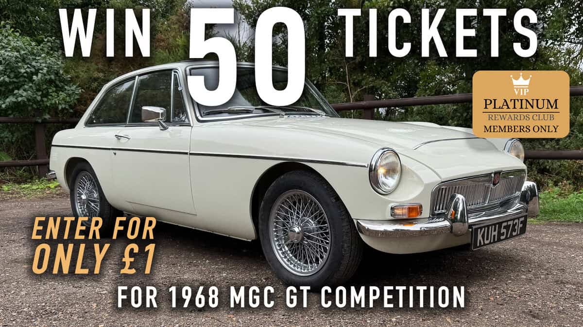 WIN 50 Tickets for 1968 MGC GT – Platinum Rewards Club